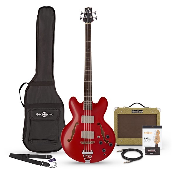 San Francisco Semi Acoustic Bass + SubZero V15B Amp Pack, Red
