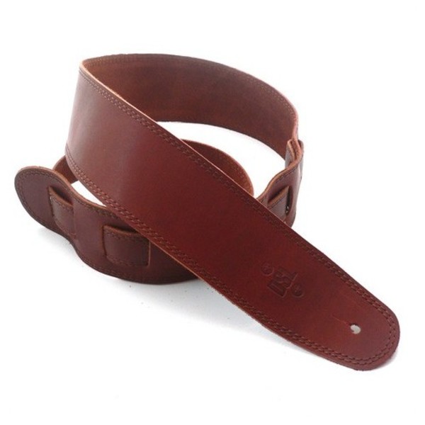 DSL Leather 2.5" Guitar Strap, Maroon with Brown Stitching