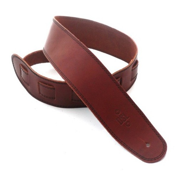 DSL Leather 2.5" Guitar Strap, Maroon with Black Stitching