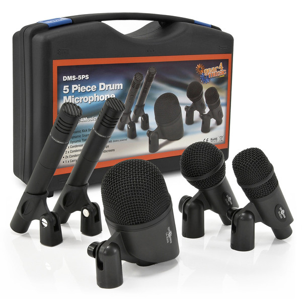 5 Piece Drum Mic Set with Carry Case by Gear4music