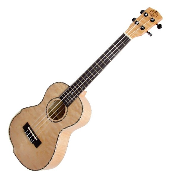 ISUZI QM-C Quilted Maple Concert Ukulele c/w Gig-Bag Front View