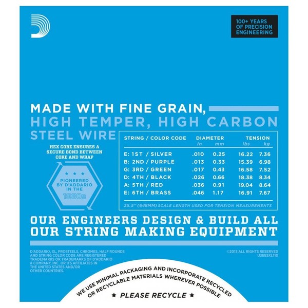 D'Addario ESXL110 Ball End Electric Strings