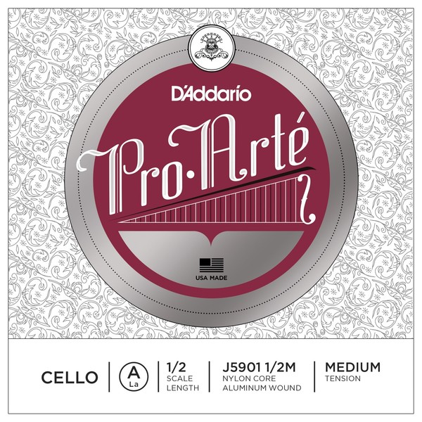 D'Addario Pro-Arte Cello A String, 1/2 Size, Medium 