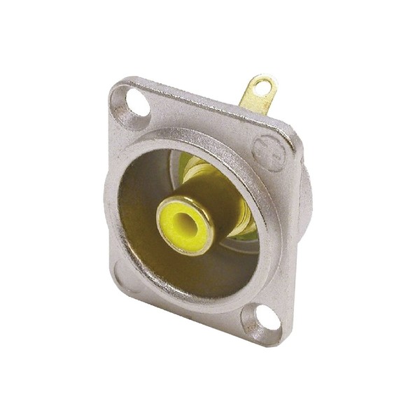 Neutrik NF2D-4 D-Shaped Phono Chassis Socket, Nickel and Yellow 1