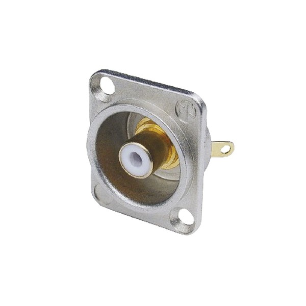 Neutrik NF2D-9 D-Shaped Phono Chassis Socket, Nickel and White 1