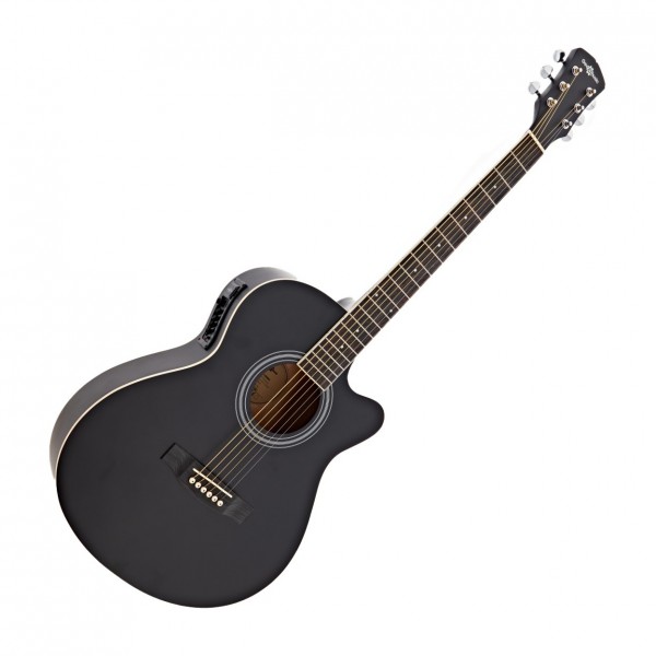 Single Cutaway Electro Acoustic Guitar by Gear4music, Black