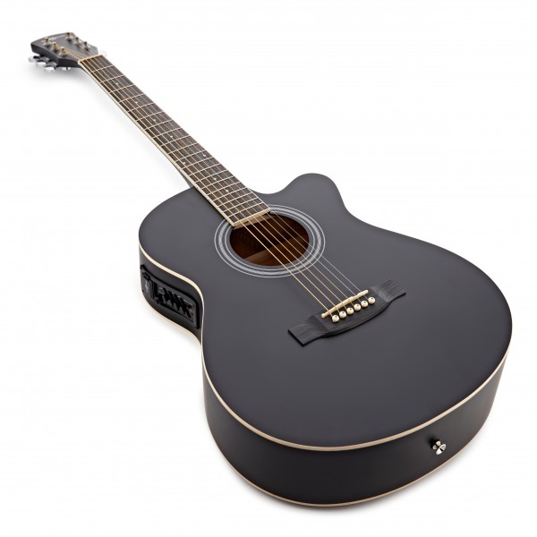Single Cutaway Electro Acoustic Guitar by Gear4music, Black