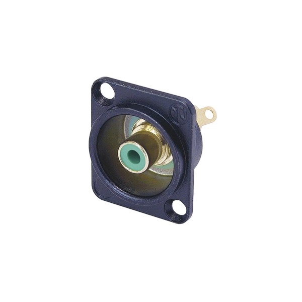 Neutrik NF2D-B-5 D-Shaped Phono Chassis Socket, Black and Green 1