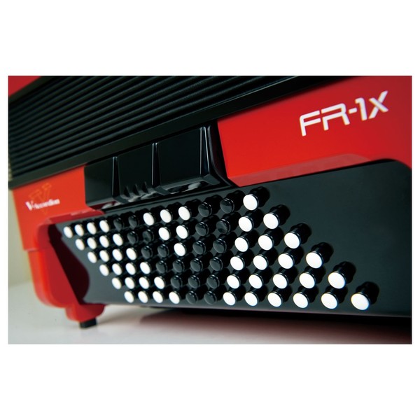 Roland FR1X Button V-Accordion Red buttons close up