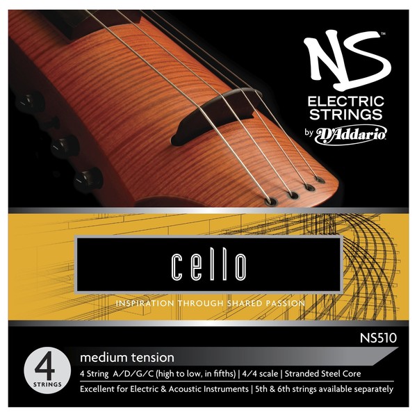 D'Addario NS Electric Cello String Set, 4/4 Size, Medium 