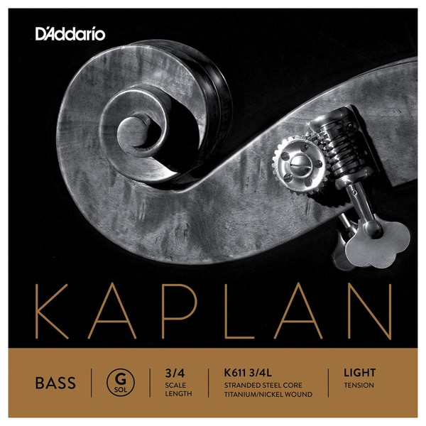 D'Addario Kaplan Double Bass G String, 3/4 Size, Light