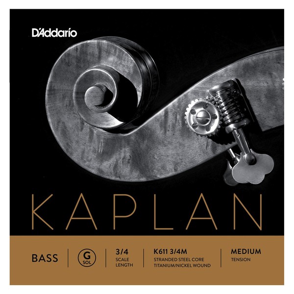 D'Addario Kaplan Double Bass G String, 3/4 Size, Medium 