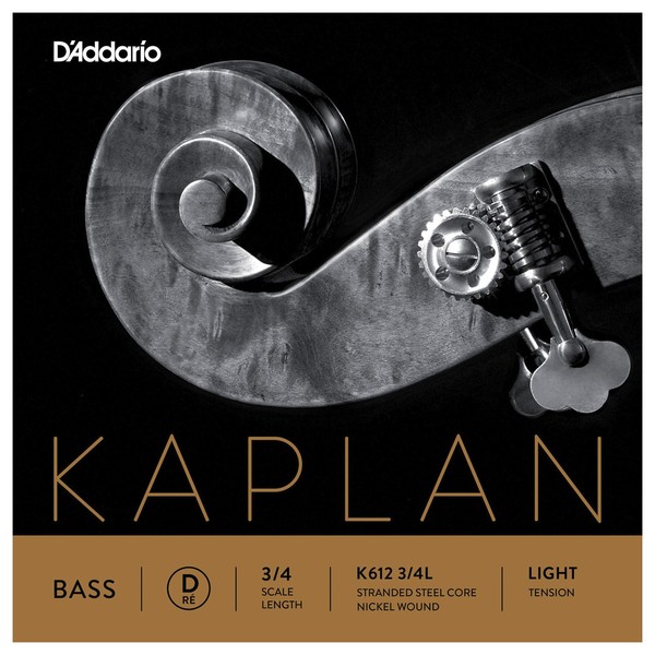 D'Addario Kaplan Double Bass D String, 3/4 Size, Light 