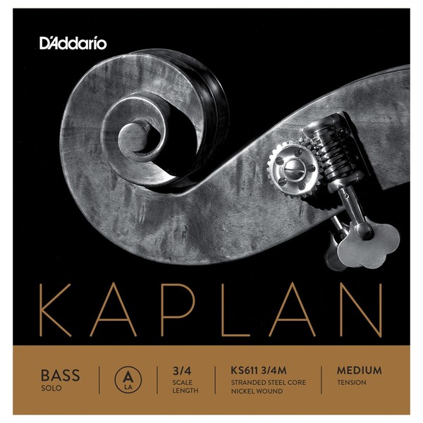 D'Addario Kaplan Solo Double Bass String Set, 3/4 Size, Medium 