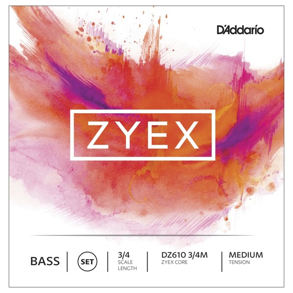 D'Addario Zyex Double Bass String Set, 3/4 Size, Medium 