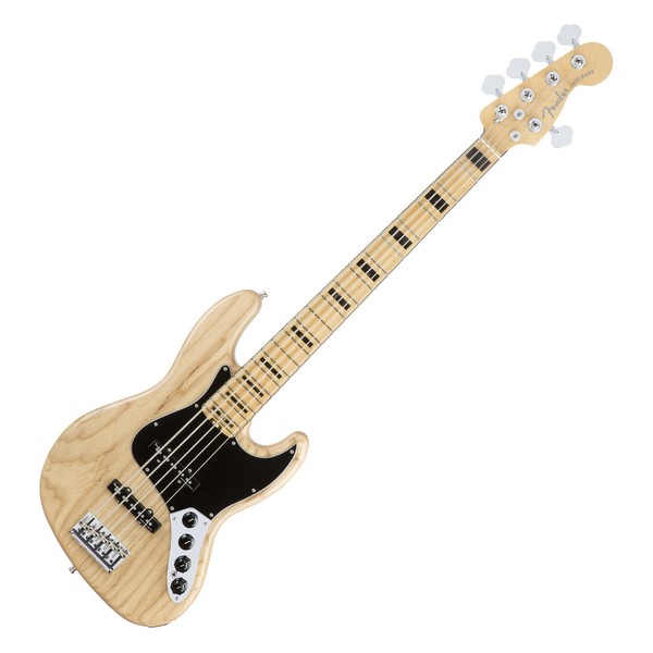 Fender American Elite Ash Jazz Bass V MN, Natural | Gear4music