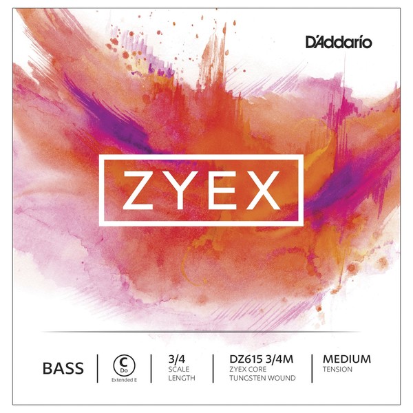 D'Addario Zyex Double Bass C (Extended E) String, 3/4 Size, Medium 