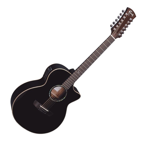 Faith Eclipse Venus 12-String Cutaway Electro Acoustic, Black Front View