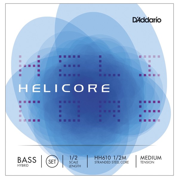 D'Addario Helicore Hybrid Double Bass String Set, 1/2 Size, Medium 