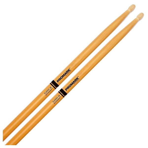 Promark Classic 2B Hickory ActiveGrip Clear Drumsticks