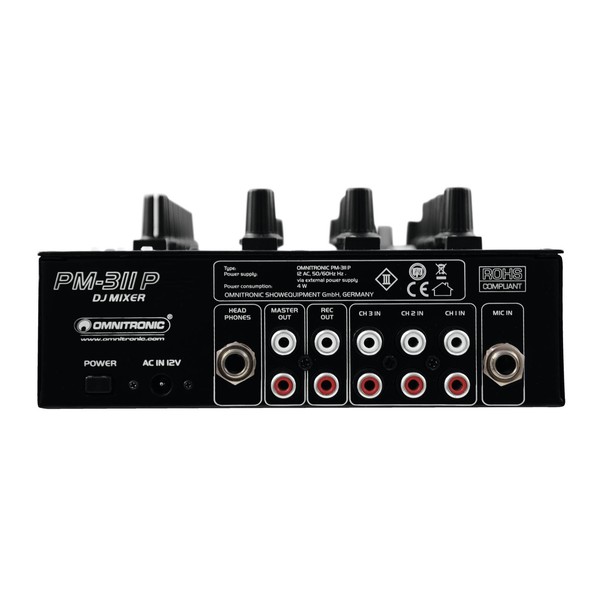 Omnitronic PM-311P DJ Mixer with USB Playback - Back