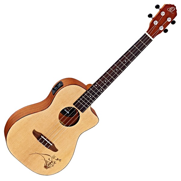 Ortega RU5CE-BA Electro Baritone Ukulele, Natural Front View