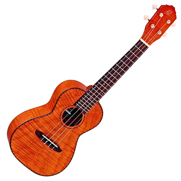 Ortega RUK11FMH Concert Ukulele, Flamed Mahogany Front View