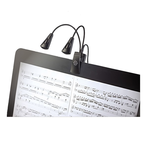 K&M 12245 Dual Music Stand Flexlight, Quad LED 
