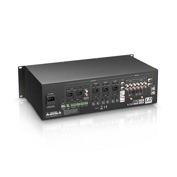 LD Systems ZONE624 4 Zone Rack Mixer Back