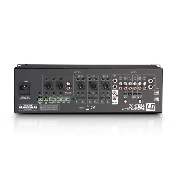 LD Systems ZONE624 4 Zone Rack Mixer Connections