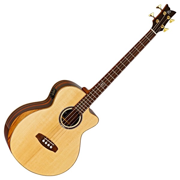 Ortega STRIPEDSU.ACB Electro Acoustic Bass, Solid Spruce Top Front View