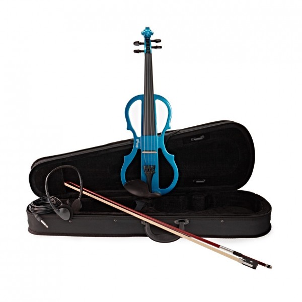 Stagg Shaped Electric Violin Outfit, Metallic Blue - Nearly New