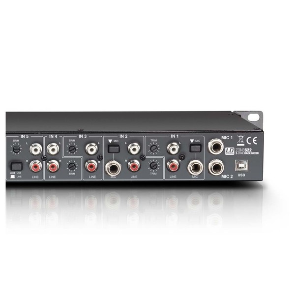LD Systems ZONE622 2 Zone Rack Mixer RCA Connectors