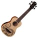 Luna Baritone Electro Acoustic Ukulele Bass, Etched Tattoo Front View