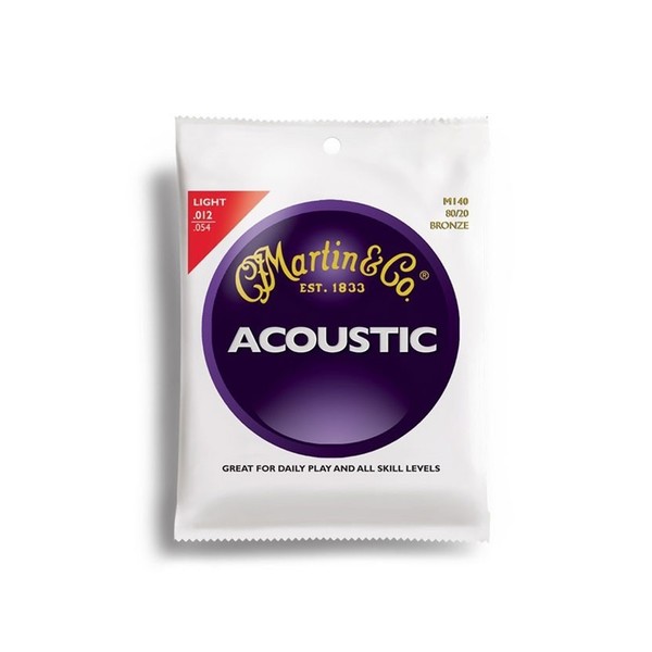 Martin M140 80/20 Bronze Light Acoustic Strings 12-54, 3 Pack