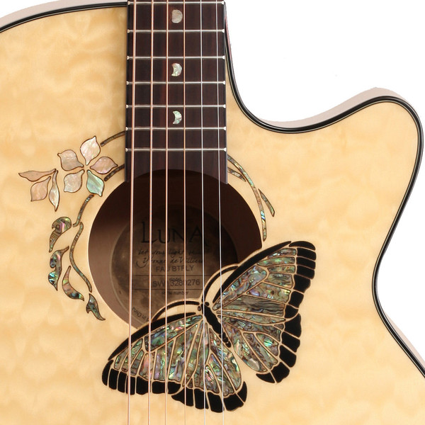 DISC Luna Fauna Butterfly Electro Acoustic, Gloss Natural at Gear4music