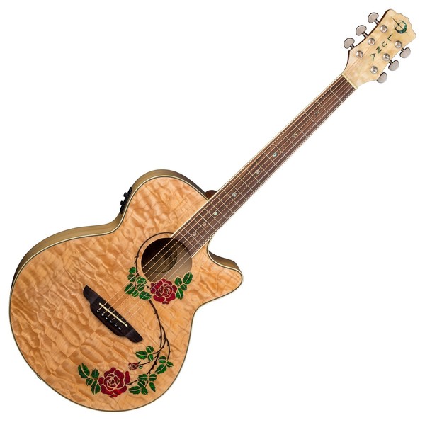 Luna Flora Rose Electro Acoustic Guitar Front View