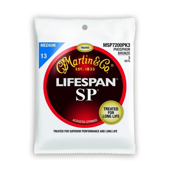 Martin MSP7200PK3 92/8 Phosphor Bronze Lifespan Strings 13-56, 3 Pack