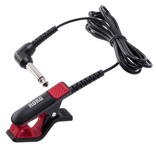 Korg CM300 Clip-On Contact Microphone, Black & Red Front View