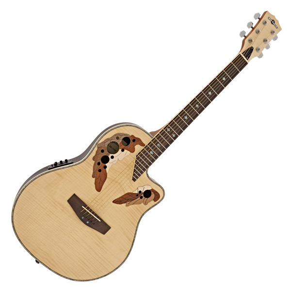 Roundback Electro Acoustic Guitar by Gear4music, Wild Leaf Maple