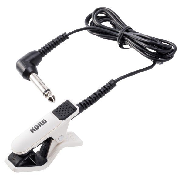 Korg CM300 Clip-On Contact Microphone, White & Black Front View