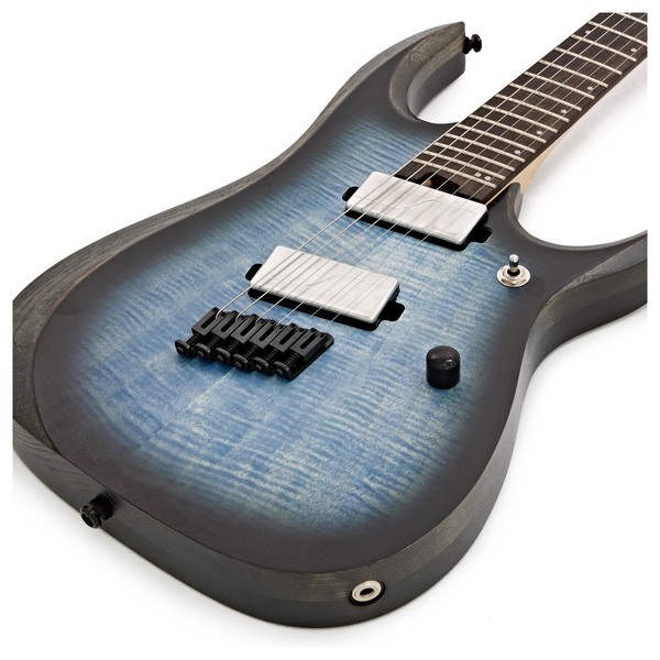 Ibanez RGDIM6FM Iron Label 2018, Cerulean Blue Burst Flat at