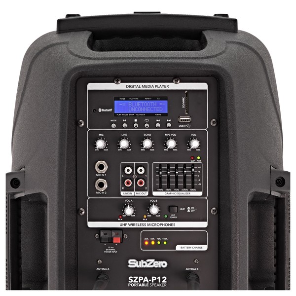 SubZero SZPA-P12 Portable PA with Bluetooth + Wireless Mics