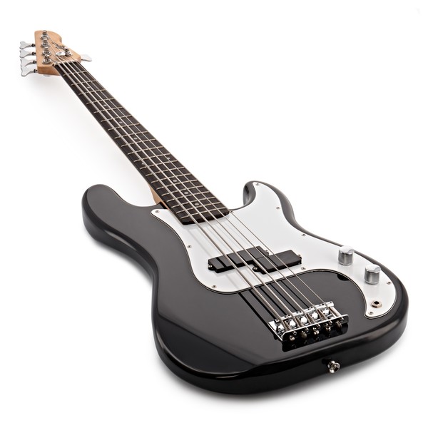 LA 5 String Bass Guitar Black, 15W Bass Amp Pack