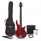 3/4 Chicago Bass Guitar Trans Red, 15W Bass Amp & Accessory Pack