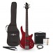 3/4 Chicago Bass Guitar + 15W Amp Pack, Trans Red