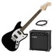 Squier Bullet Mustang HH, Black & Yamaha GA-15II Bundle