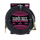 Ernie Ball 6058 25ft Straight-Angle Braided Instrument Cable, Black