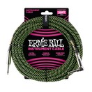 Ernie Ball 6066 25ft Straight-Angle Instrument Cable, Black/Green