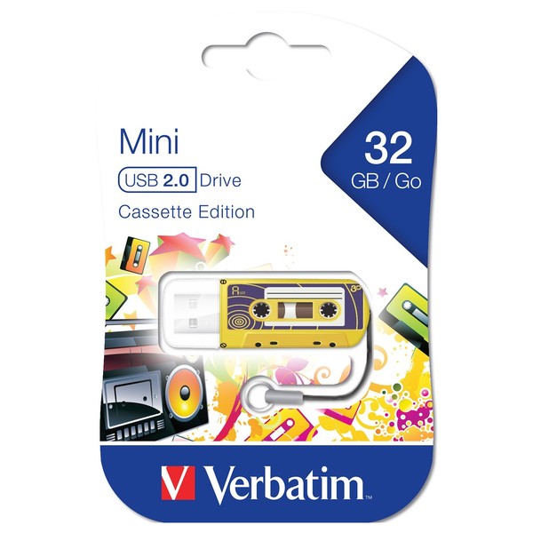 Verbatim Store'n'Go USB Drive 32GB - Cassette, Yellow - Main